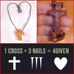 Religious wood cross necklace & bracelet pre owned